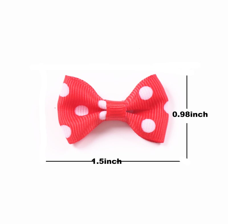 YAKA 60pcs(30pairs) 1.5inch Grosgrain Ribbon Mini Bow Ties Craft Rose Appliques Craft Wedding Hair Bow DIY Decor 30Color (Style2) - Image 3